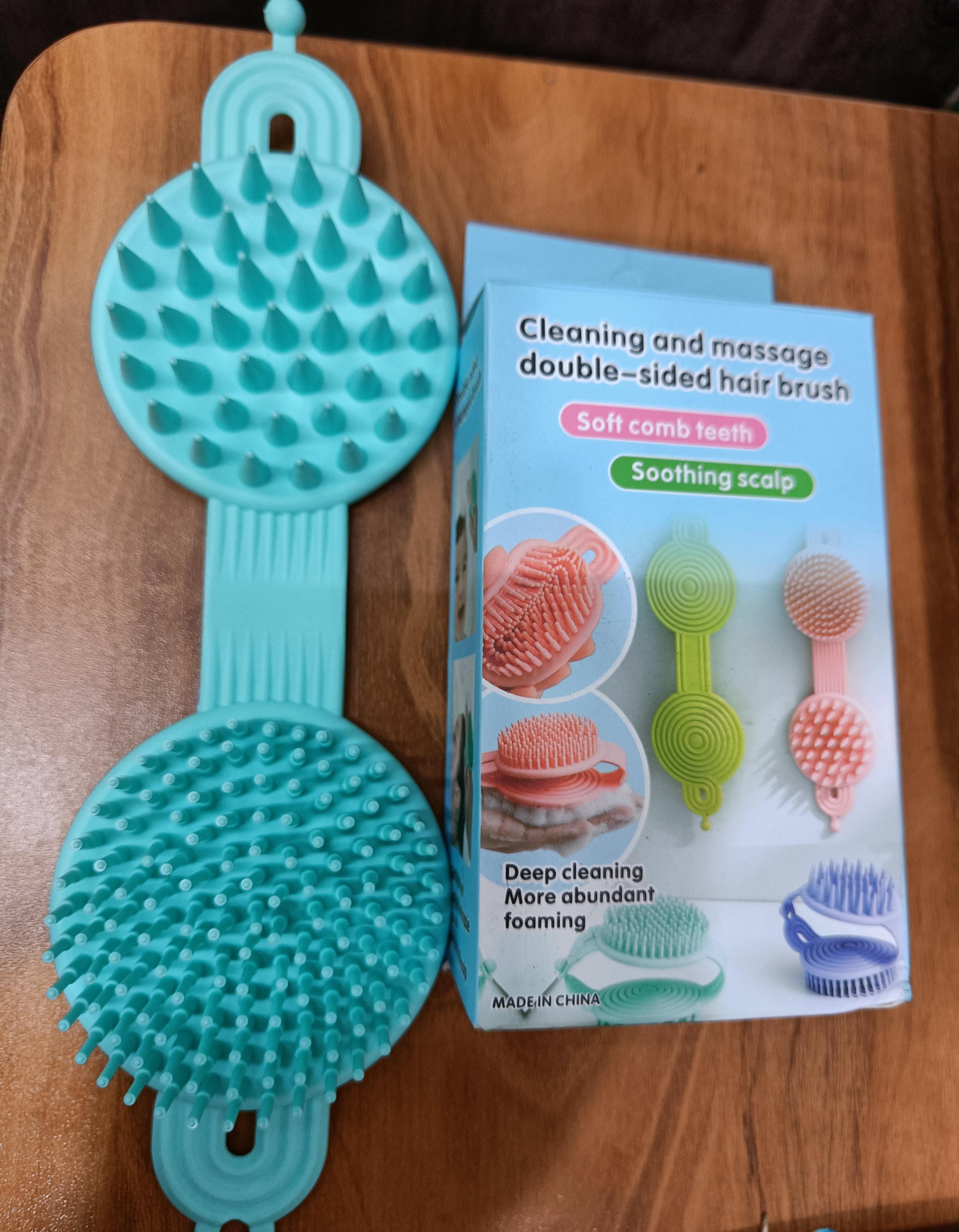 3152 2 in 1 double sided shampoo brush Soft Silicone Loofah Body Brush - Image 3