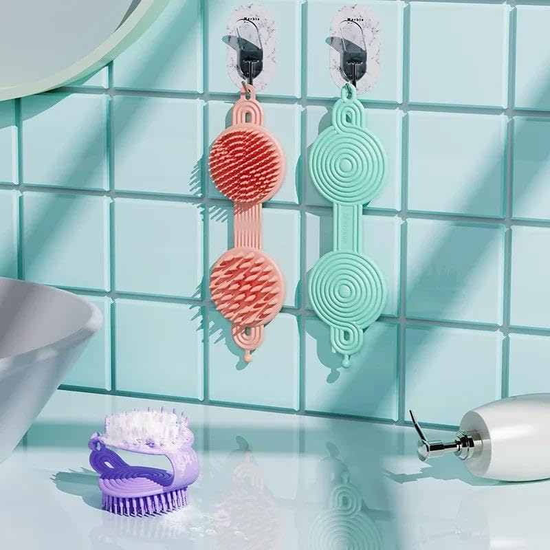 3152 2 in 1 double sided shampoo brush Soft Silicone Loofah Body Brush - Image 7