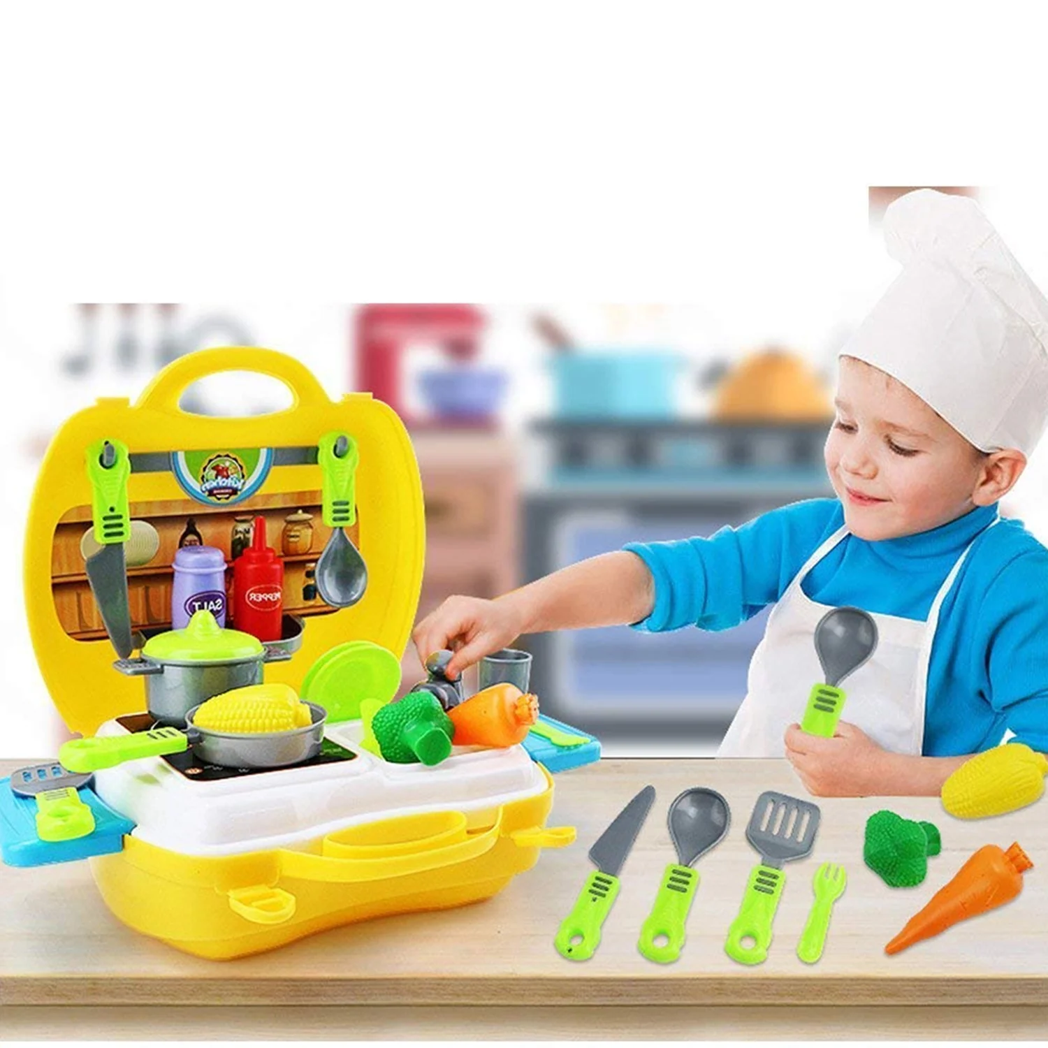 3187 Pretend Play Kitchen Cooking Set for Kids - Set of 26 Pcs - Image 4