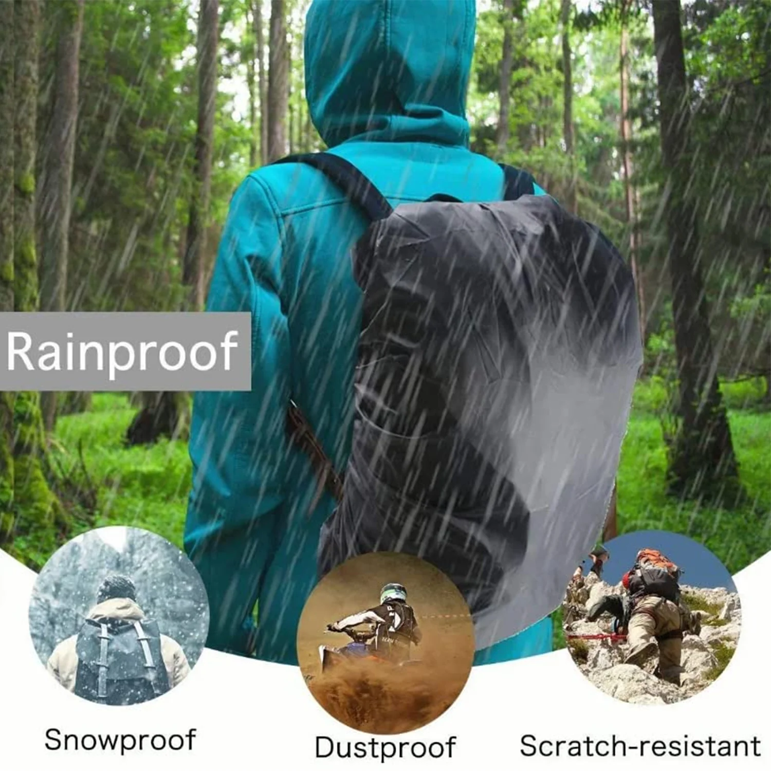 3189 Nylon Waterproof & Dust Proof Rain Bag Cover with Carry Pouch - Image 2