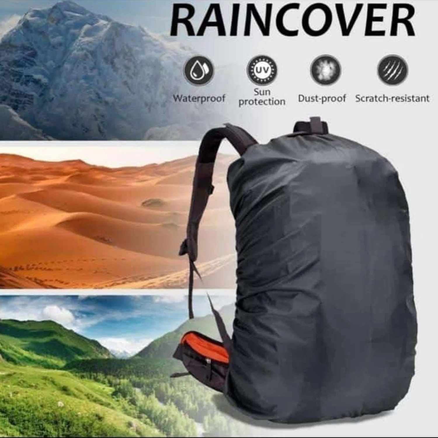 3189 Nylon Waterproof & Dust Proof Rain Bag Cover with Carry Pouch - Image 7