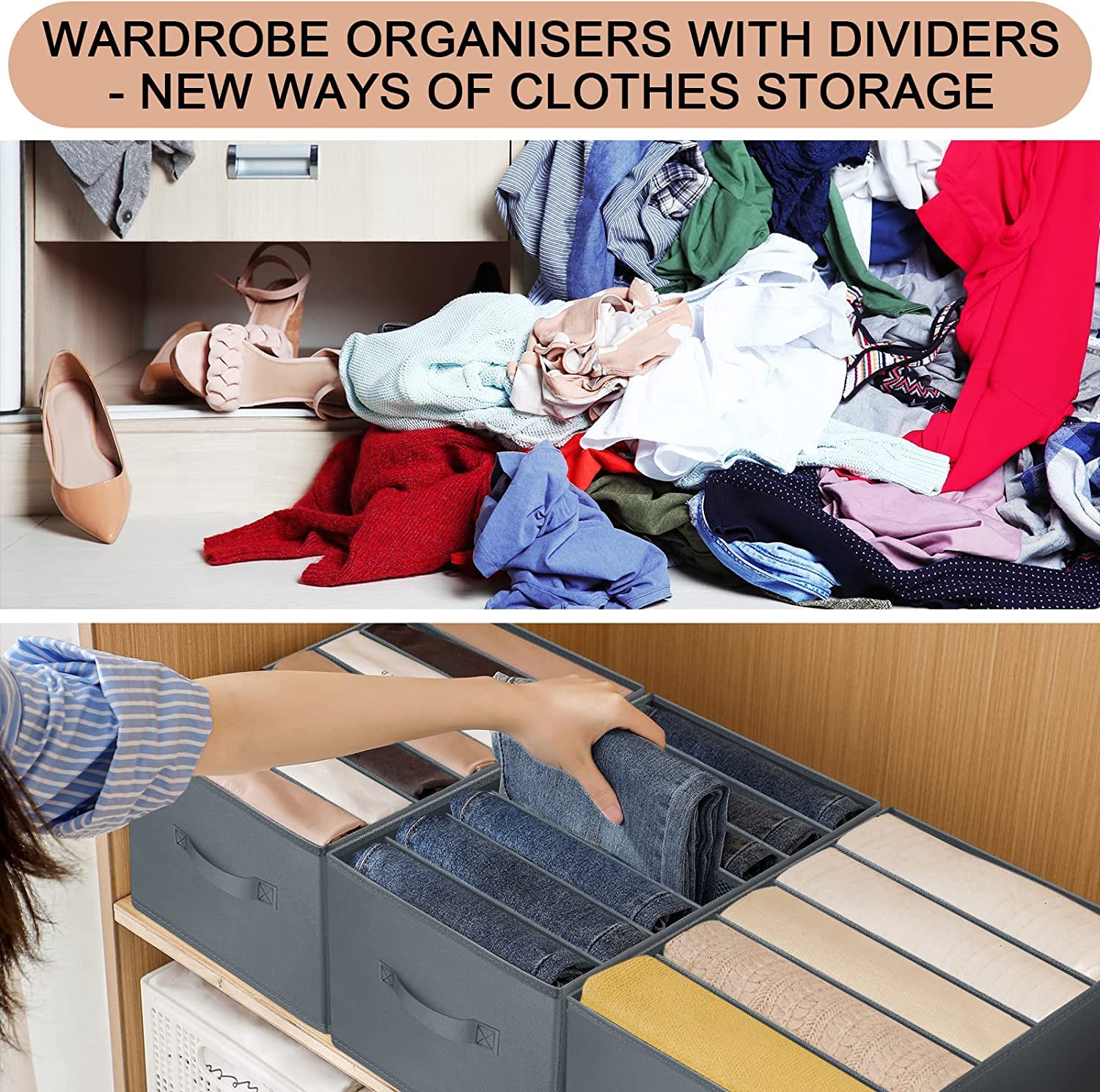 3266 Folded Clothes Drawer Organizer for Jeans, Sweater, Dresses, T-shirts Pack of 1 - Image 6