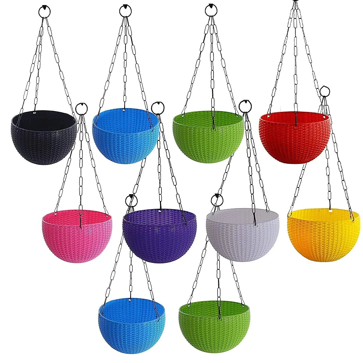 3297 Plastic Hanging Flower Pot with Chain Plant Container Set - Image 6