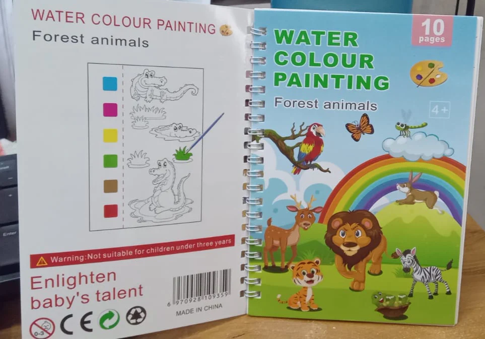 3298 Watercolor Painting Books for Beginners, Pocket Painting Book 12 Sheet with 1 Paint Brush,Painting Fun Activity Books for Kids and Children