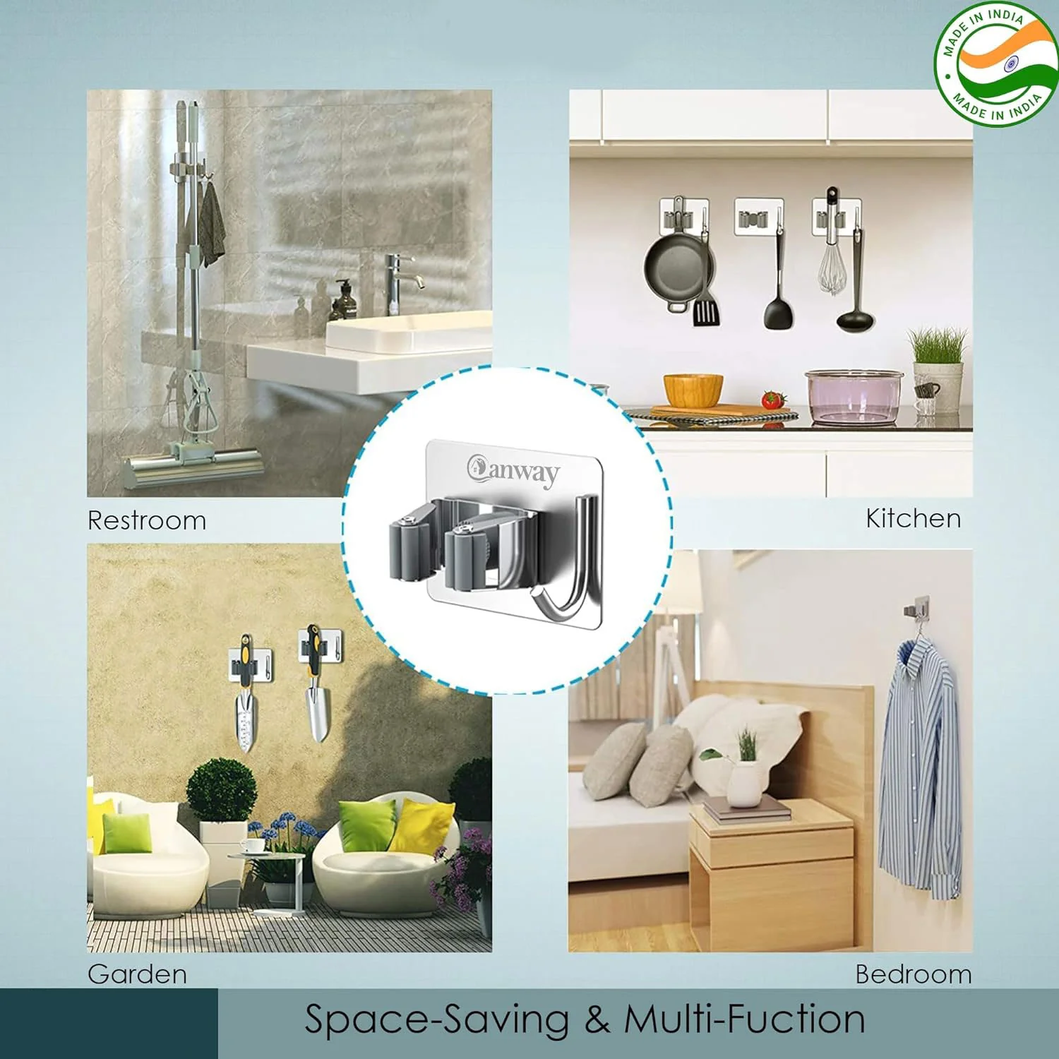 3325 Adhesive Mop Holder and Broom Holder for Wall - Image 2