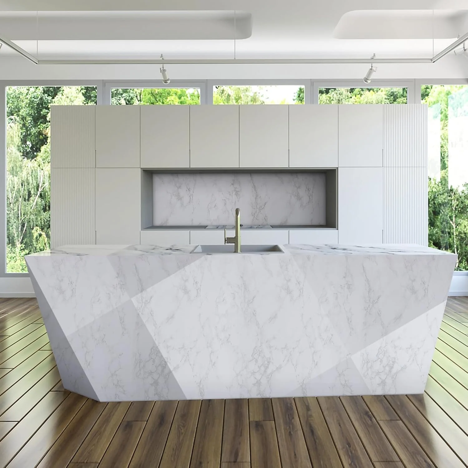 AM3414 White Marble Foil Kitchen Stickers(60CMX2M) 1 Piece - Image 8