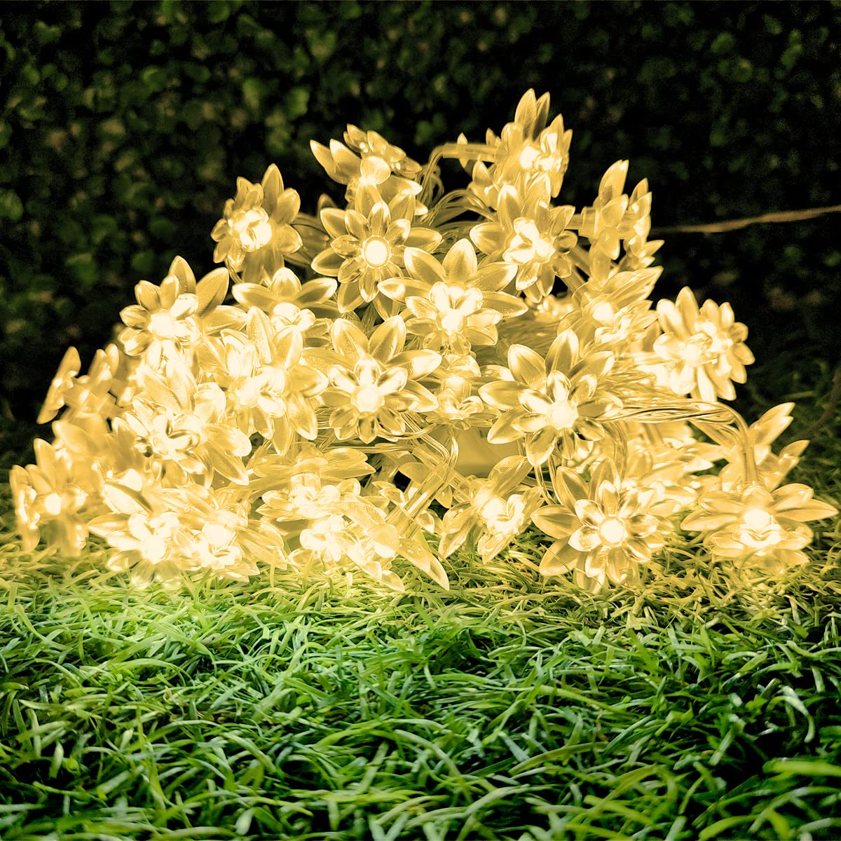 3394 14 LED Double Lotus Flower Fairy String Lights for Home Decoration 10 Feet (Warm White) - Image 4
