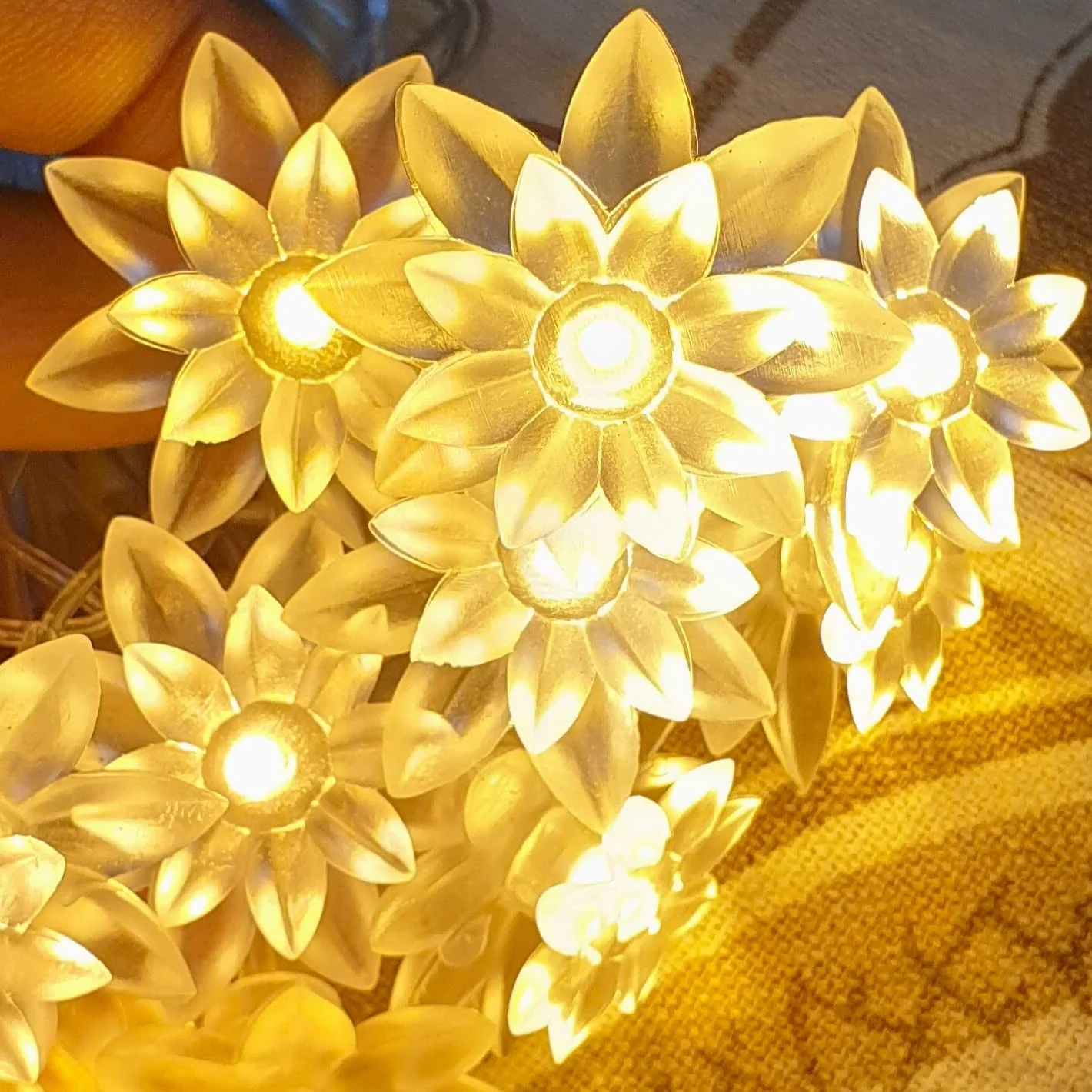 3394 14 LED Double Lotus Flower Fairy String Lights for Home Decoration 10 Feet (Warm White) - Image 6