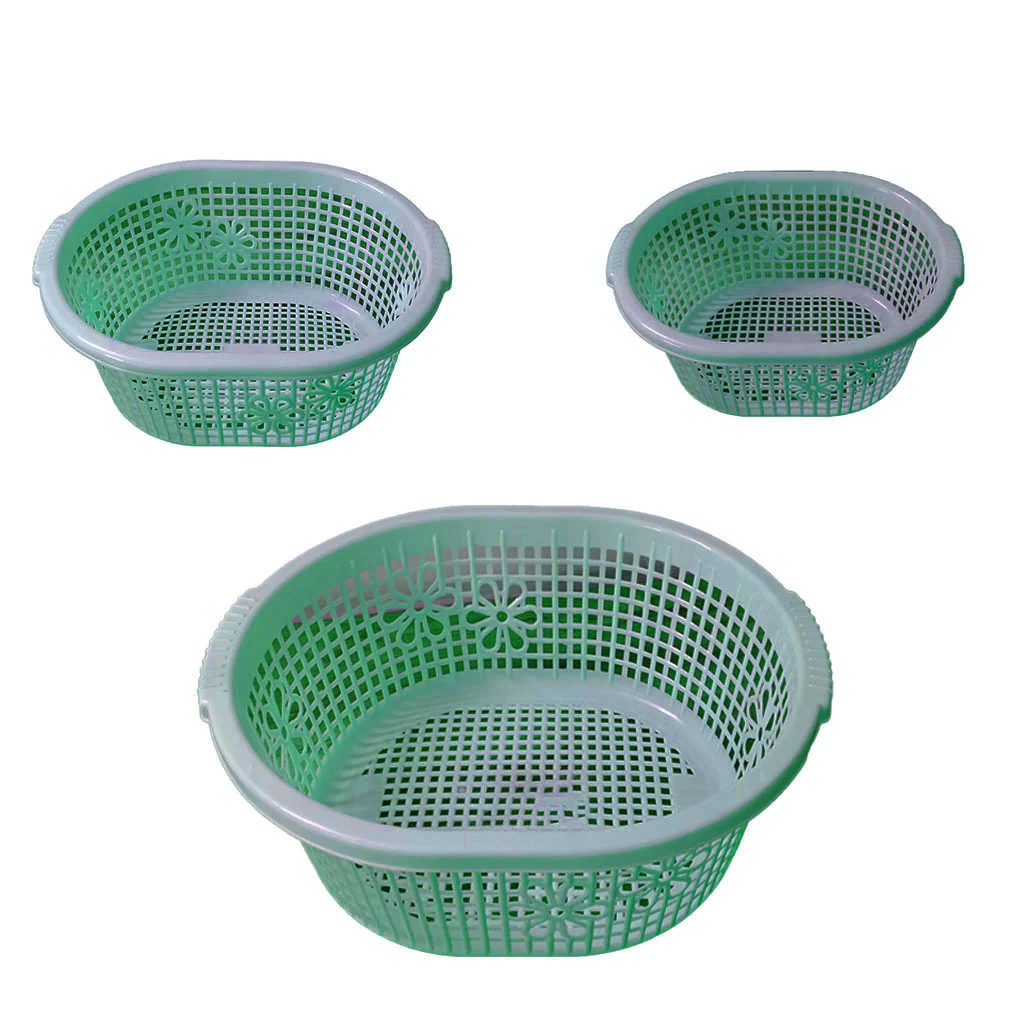 3433 Multi Purpose 3 Pcs Plastic Kitchen Tray Combo (Multicolor) - Image 3