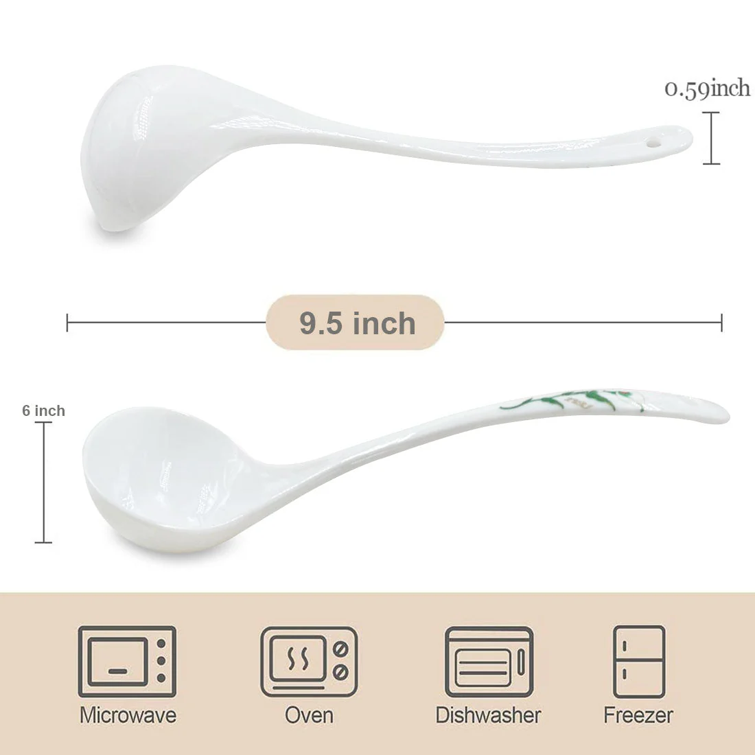 3482 Plastic Large Soup and Dessert Spoon (2pcs) (White) - Image 3