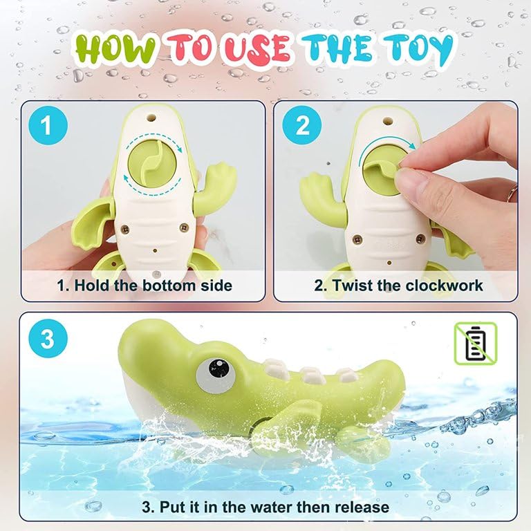 AM0179 Swimming Crocodile, Floating Wind-Up Bath Tub, Water Toy, Party Favors Toy(1 pcs) - Image 2