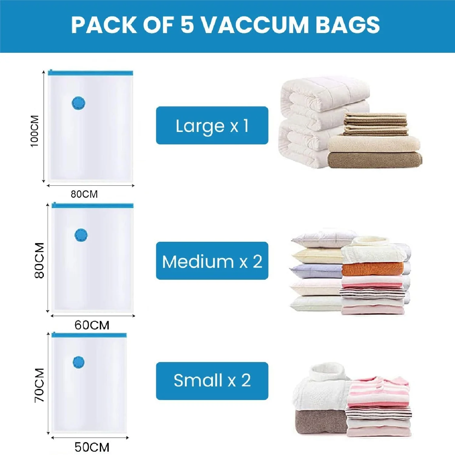 3634 Vacum Storage Bags with Hand Pump (Pack of 5) - Image 12