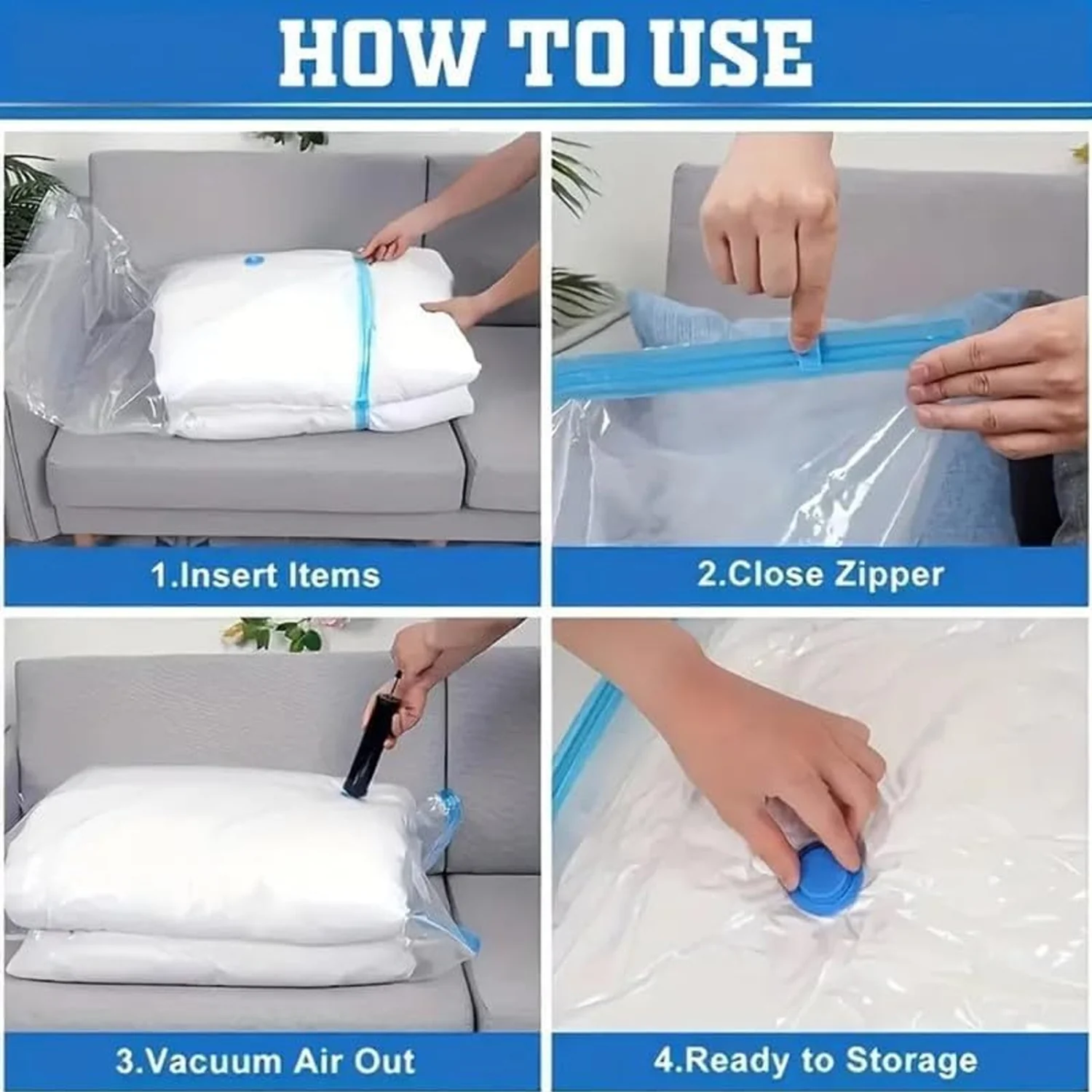 3634 Vacum Storage Bags with Hand Pump (Pack of 5) - Image 4