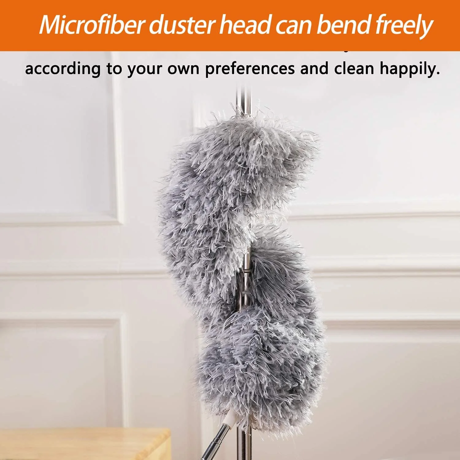 3793 Microfiber Feather Duster with 100 inches Extra Long Pole for Cleaning - Image 3