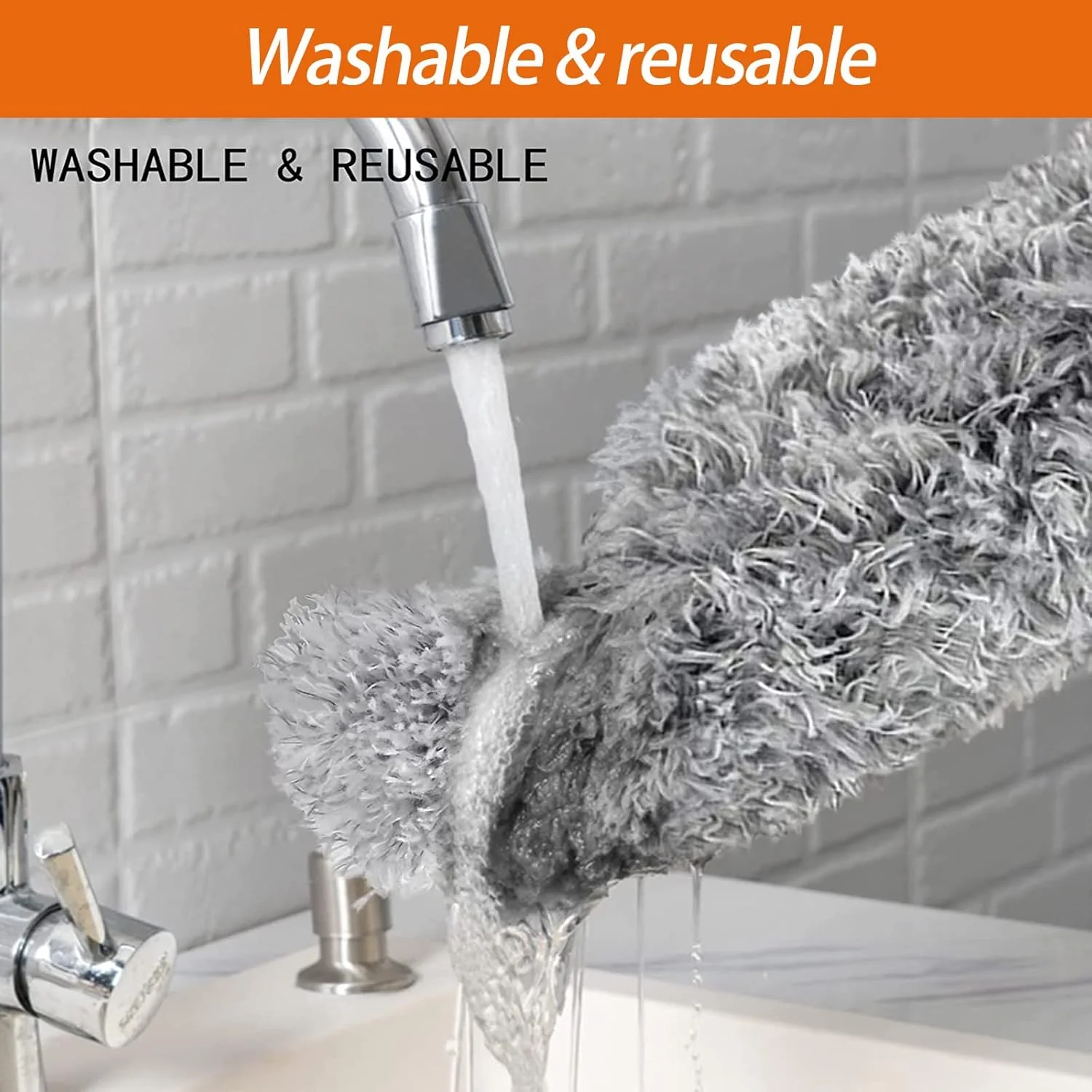 3793 Microfiber Feather Duster with 100 inches Extra Long Pole for Cleaning - Image 4