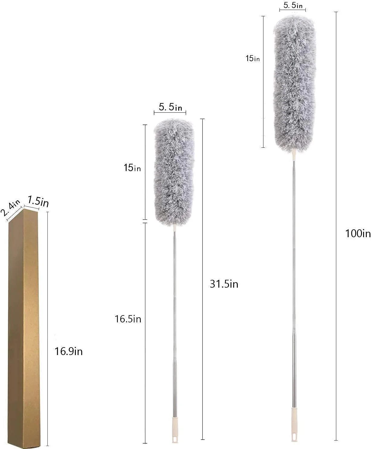 3793 Microfiber Feather Duster with 100 inches Extra Long Pole for Cleaning - Image 8