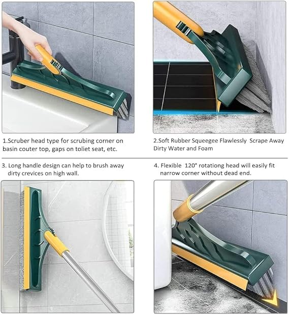 3794 2 in 1 Bathroom Floor Cleaning Brush with Wiper - Image 6