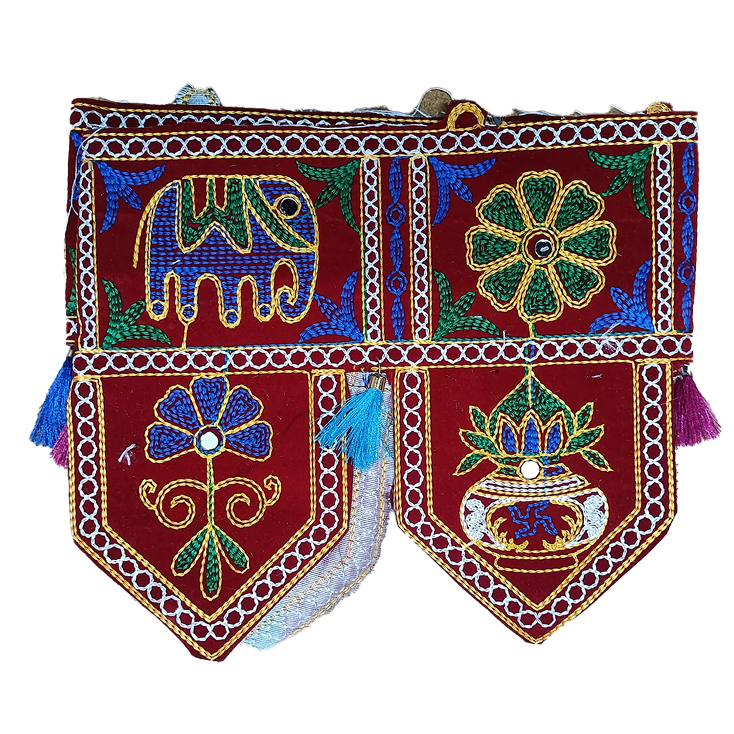 3892 42inch Traditional Art Handmade Door, Velvet Toran, Hanging for Home Traditional, Multicolour - Image 3