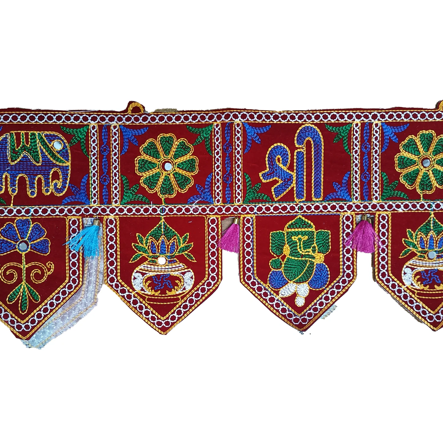 3892 42inch Traditional Art Handmade Door, Velvet Toran, Hanging for Home Traditional, Multicolour - Image 4