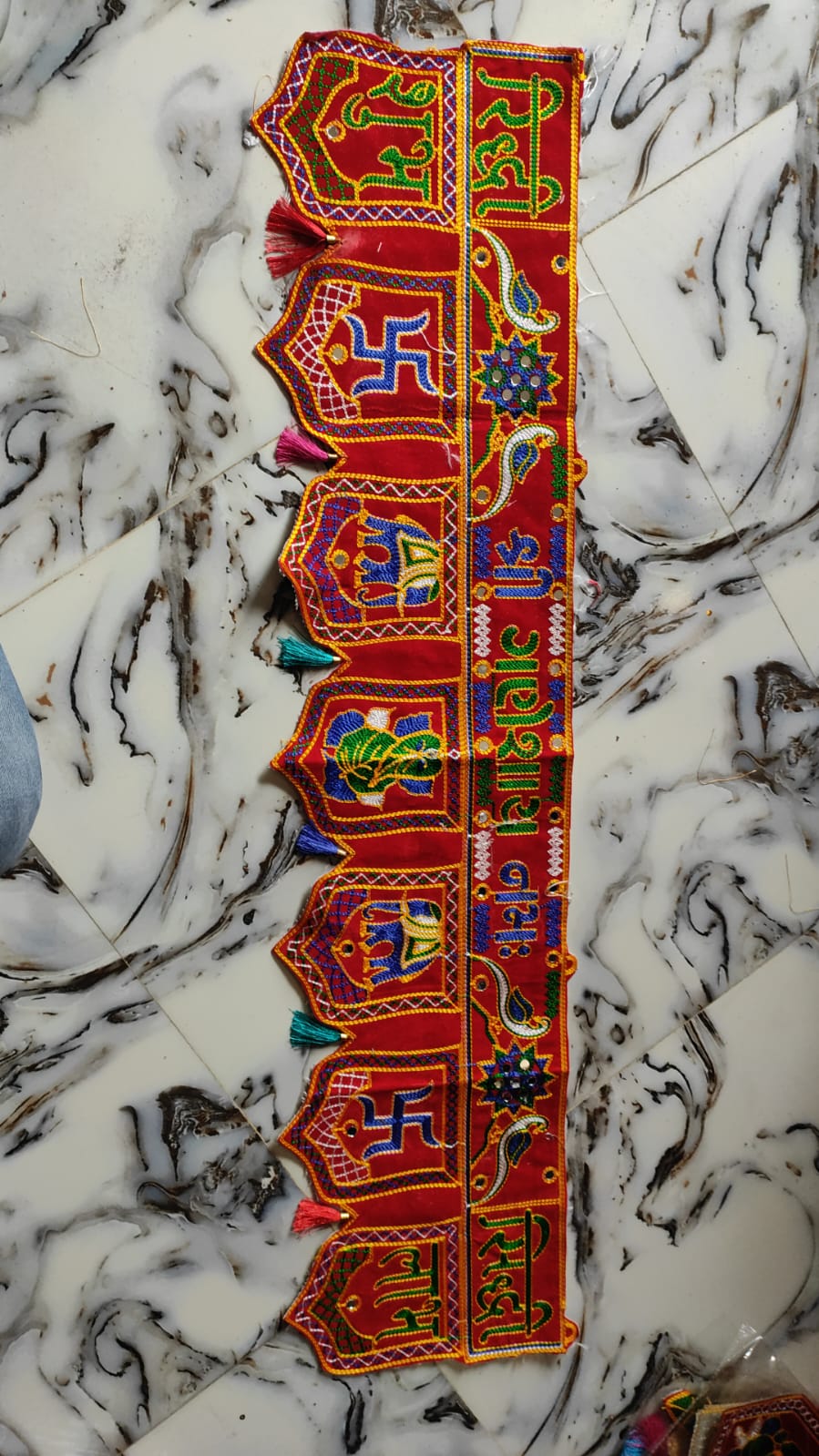 3892 42inch Traditional Art Handmade Door, Velvet Toran, Hanging for Home Traditional, Multicolour - Image 5