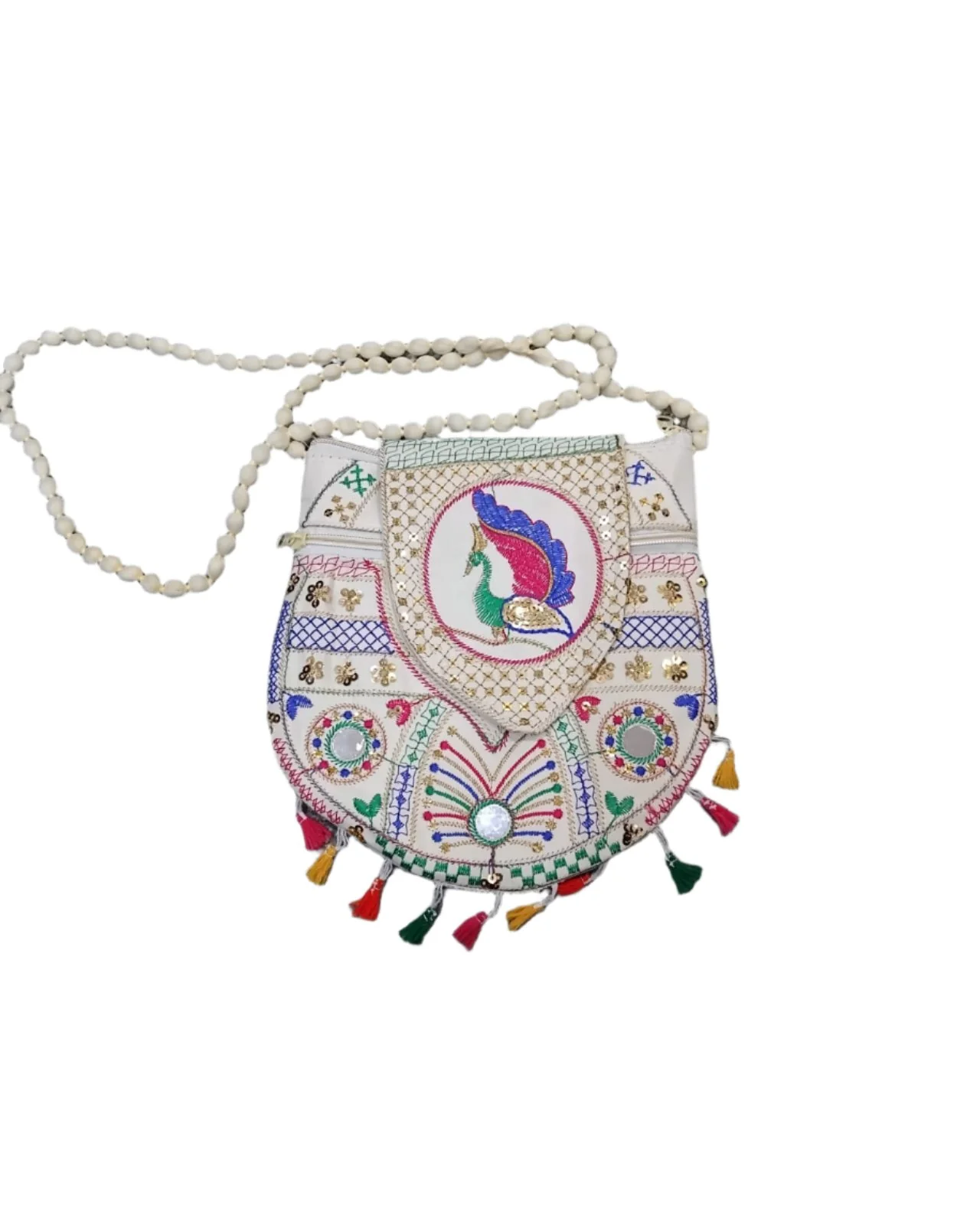 3893 9inch Traditional Purse, Rajasthani Jaipuri Cotton Bag - Image 5