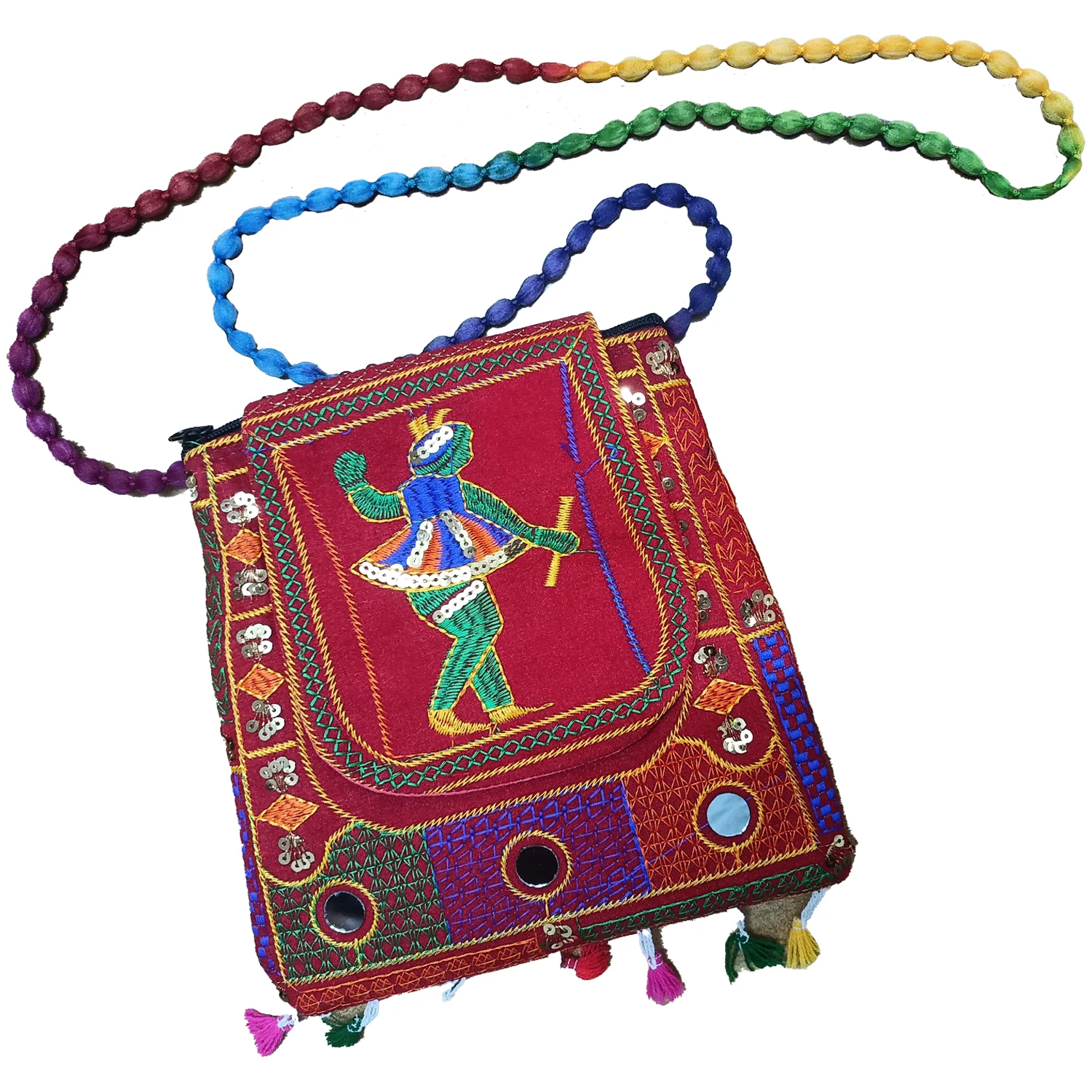 3893 9inch Traditional Purse, Rajasthani Jaipuri Cotton Bag - Image 6