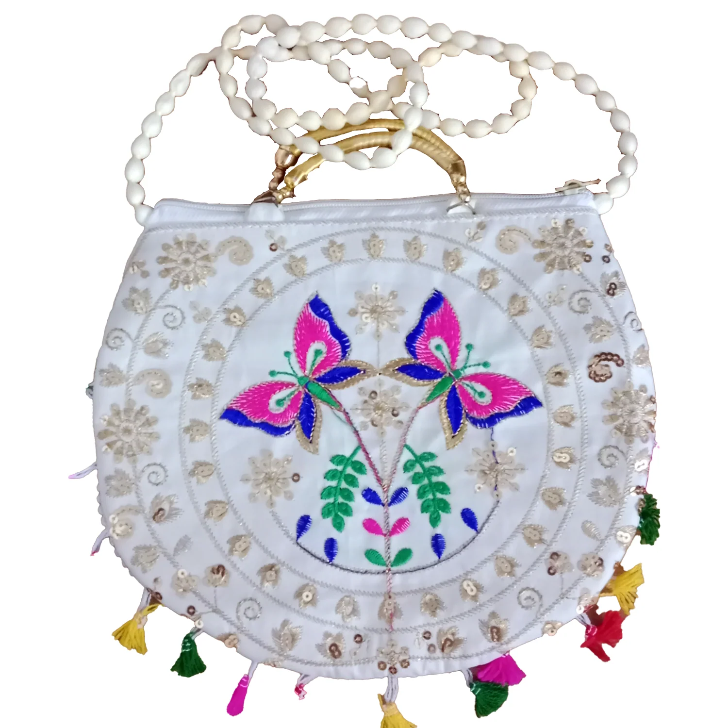 3895 11inch Hand Crafted Embroidered Shoulder Bag with handle, Traditional Bag, Gifting, Women beautiful Shoulder bags, Handbag for girls, Stylish bag - Image 4
