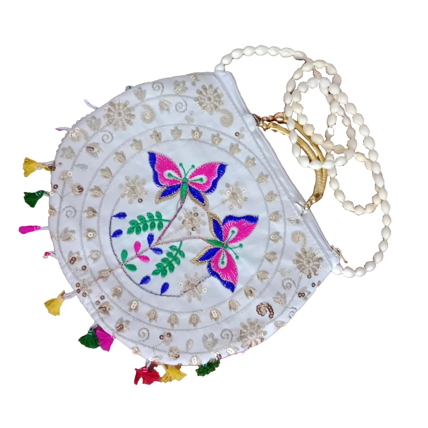 3895 11inch Hand Crafted Embroidered Shoulder Bag with handle, Traditional Bag, Gifting, Women beautiful Shoulder bags, Handbag for girls, Stylish bag - Image 5
