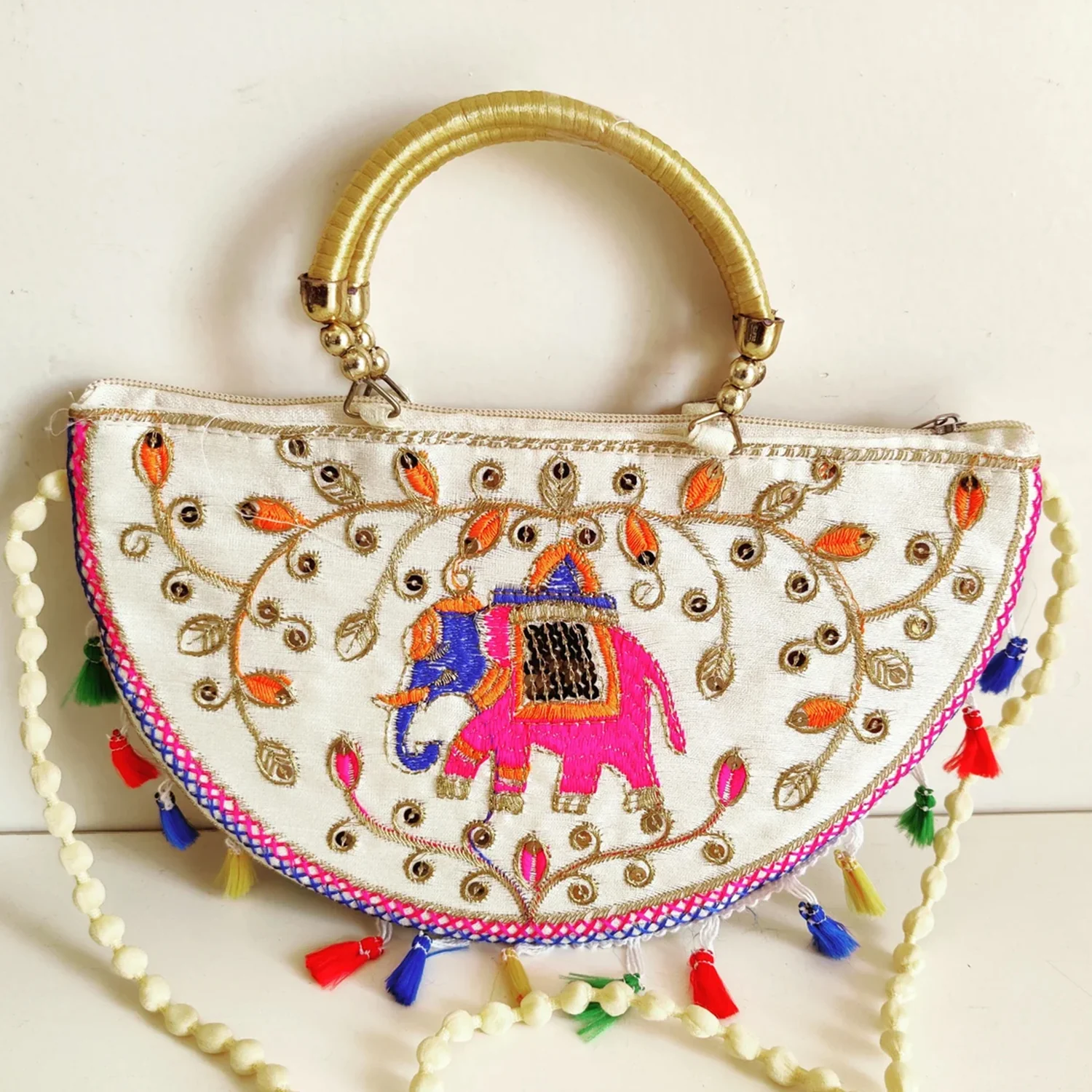 3896 Traditional handbag, Rajasthani Jaipuri Cotton Bag,  Ethnic Stylish Designer, Handicrafted Handbag - Image 2
