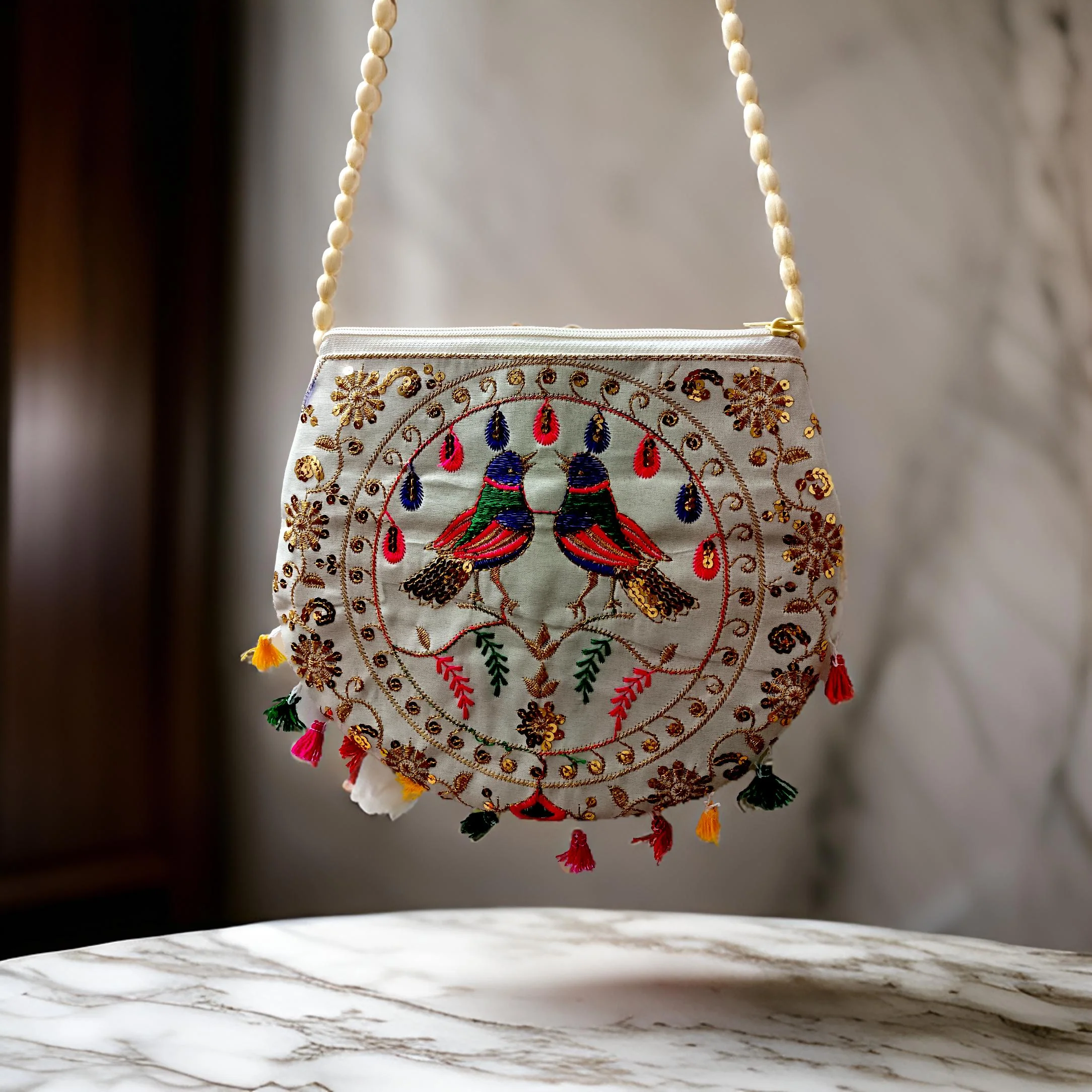3898 11inch Hand Crafted Embroidered Shoulder Bag, Traditional Bag, Gifting, Women beautiful Shoulder bags, Handbag for girls, Stylish bag - Image 2