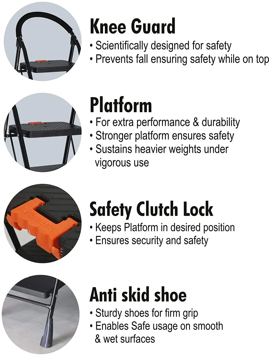 3905 - 5 Step Ladder for Home use | Heavy Duty Alloy Steel Foldable Step Ladder - Image 3