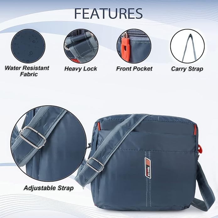 3965 Men's and Women's Polyester Sling Crossbody Bag 8X3X7Inches - Image 3