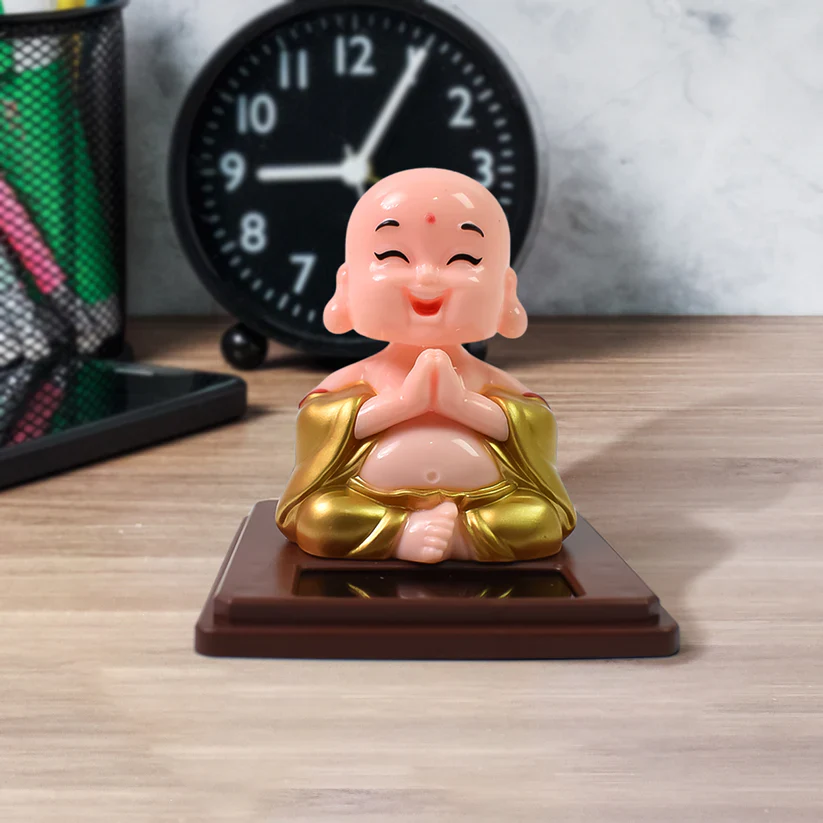 4068 Solar Power Moving Head Buddha Statue Car Ornament (1 Pc / Mix Color) - Image 2