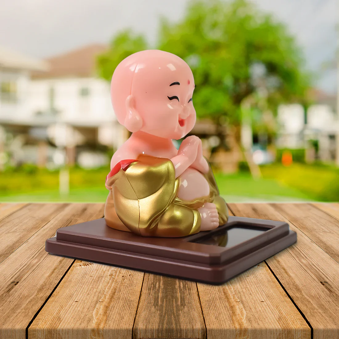 4068 Solar Power Moving Head Buddha Statue Car Ornament (1 Pc / Mix Color) - Image 3