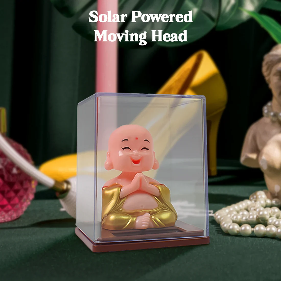4068 Solar Power Moving Head Buddha Statue Car Ornament (1 Pc / Mix Color) - Image 5