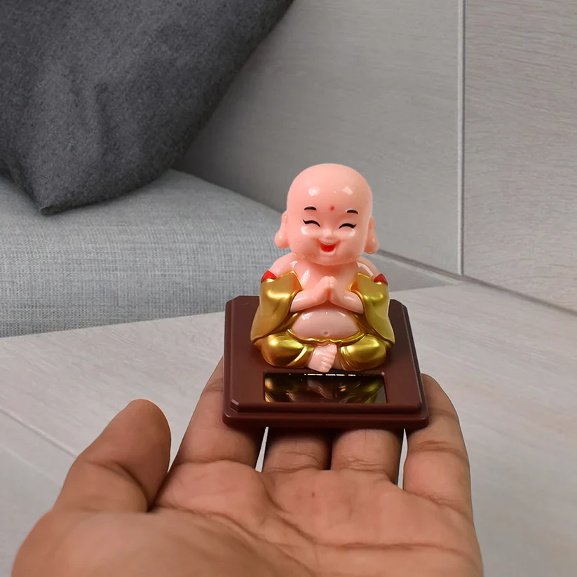 4068 Solar Power Moving Head Buddha Statue Car Ornament (1 Pc / Mix Color) - Image 6