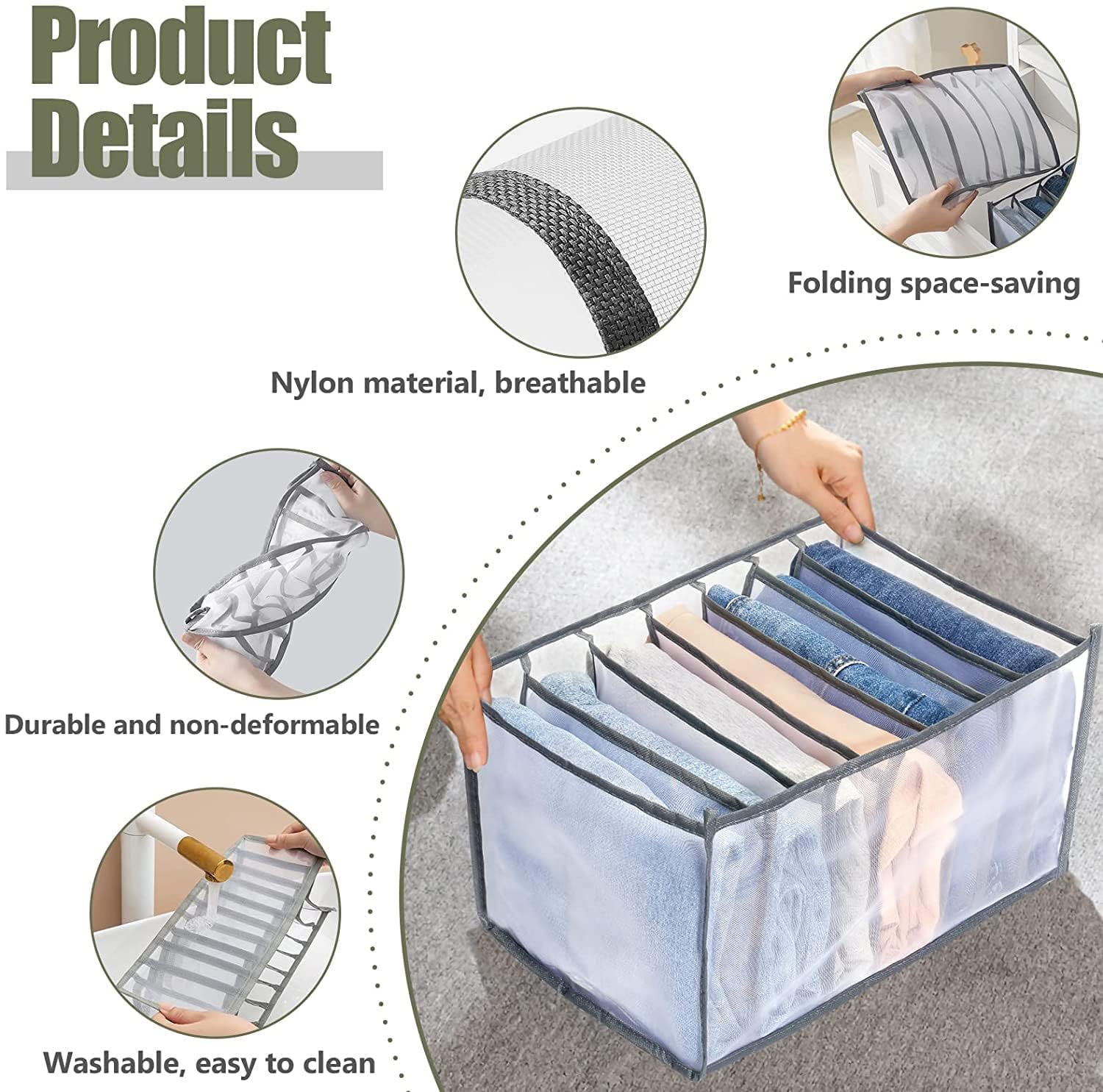 4069 7 Grid Clothes Organizer For Wardrobe Storage - Image 4