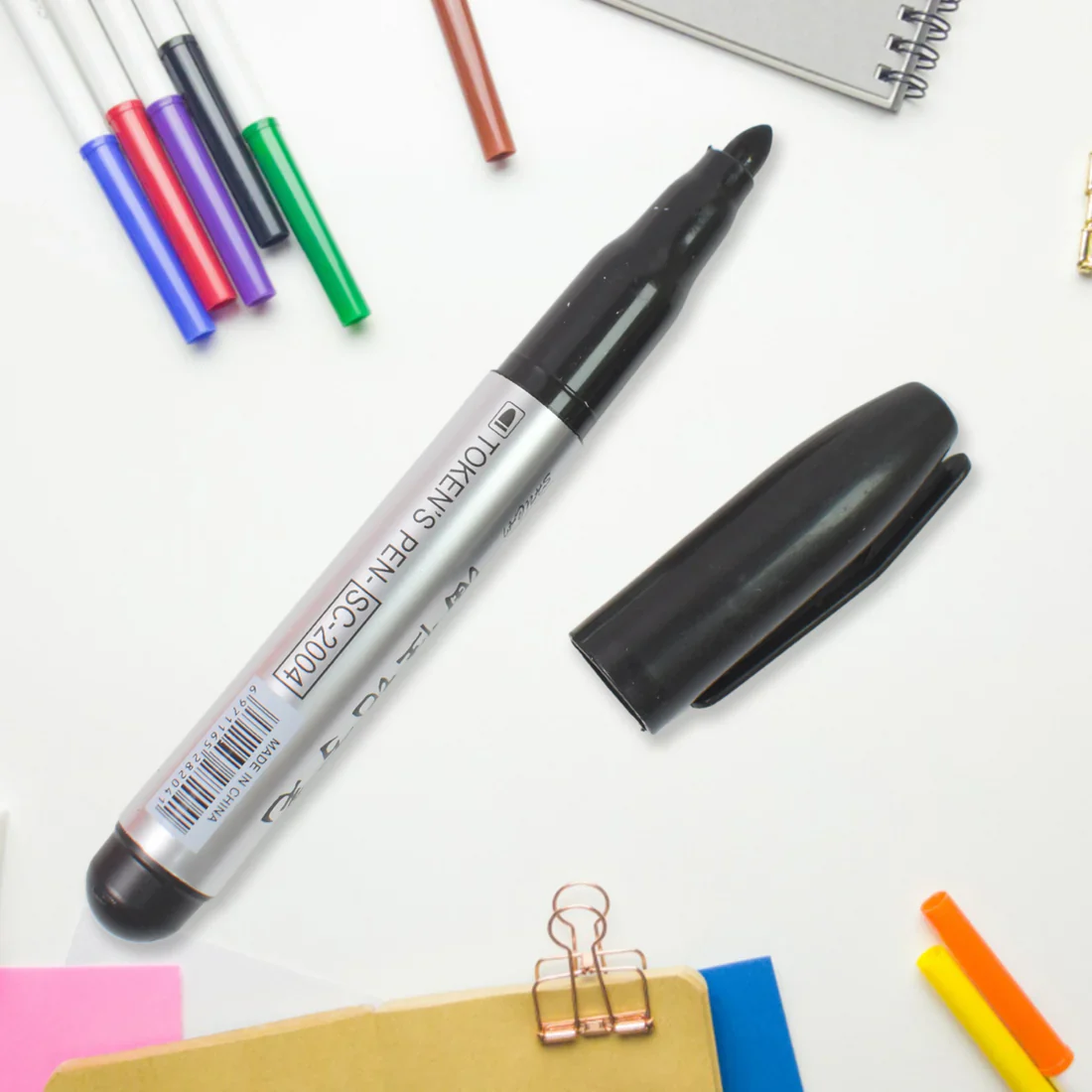 4208 Black Marker used in all kinds of school, college (4 Pcs Set) - Image 4