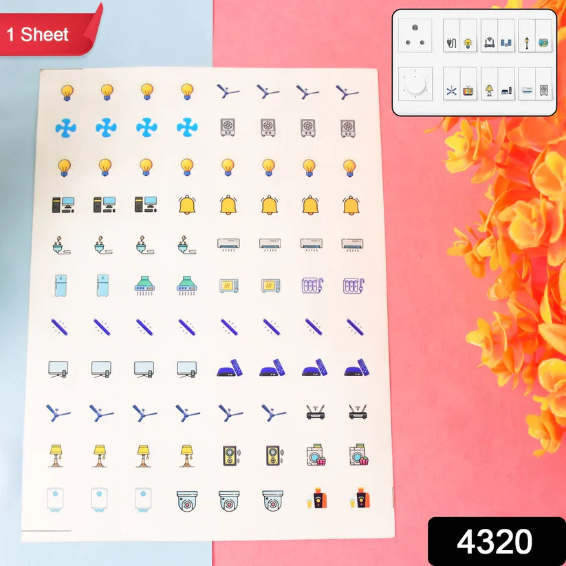 4320 Smart Switch Icon Sticker Sheet (1 Sheet, 88 Icons) - Image 2