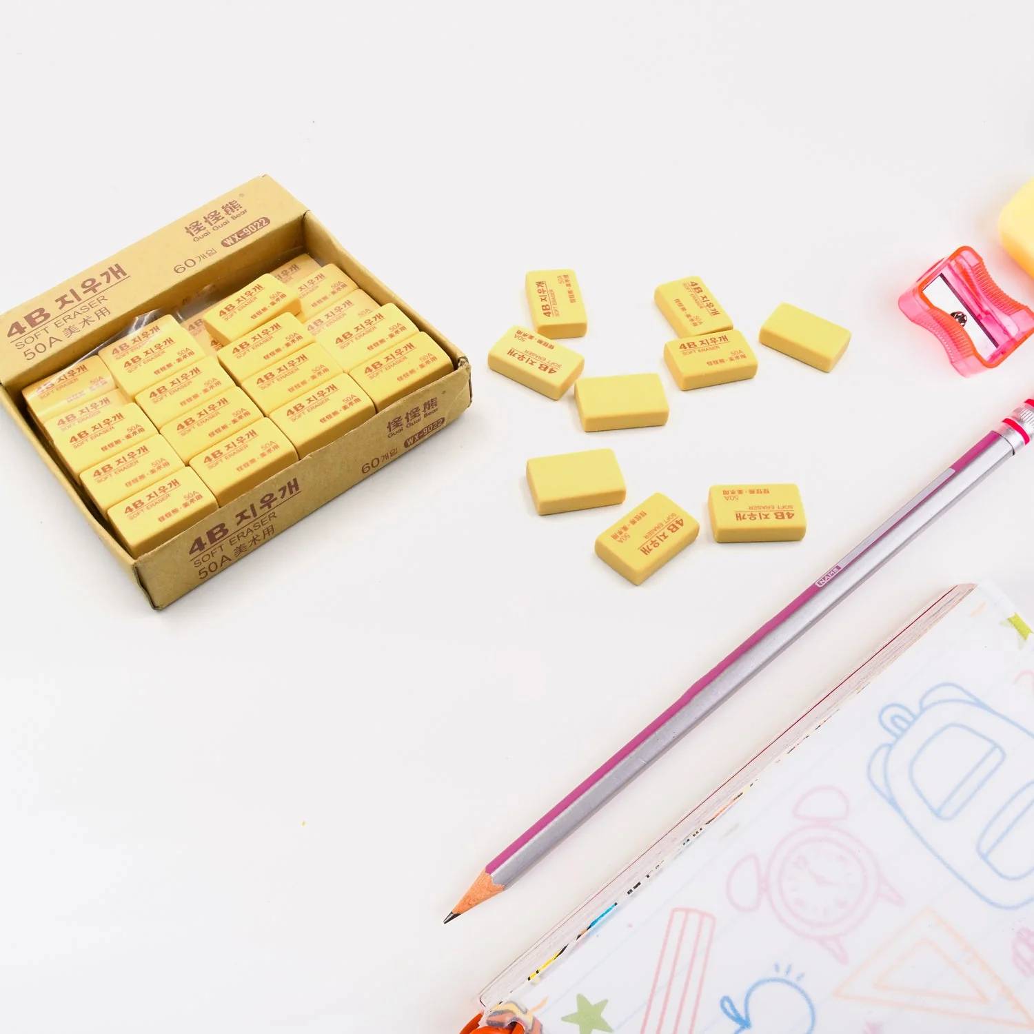 4504 Pencil Eraser Professional 4B Drawing Eraser Art Soft Eraser for School Office (60 Pc Pack) - Image 5