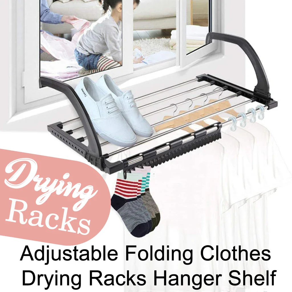 4649 Adjustable Folding Clothes Steel Drying Racks Hanger - Image 2