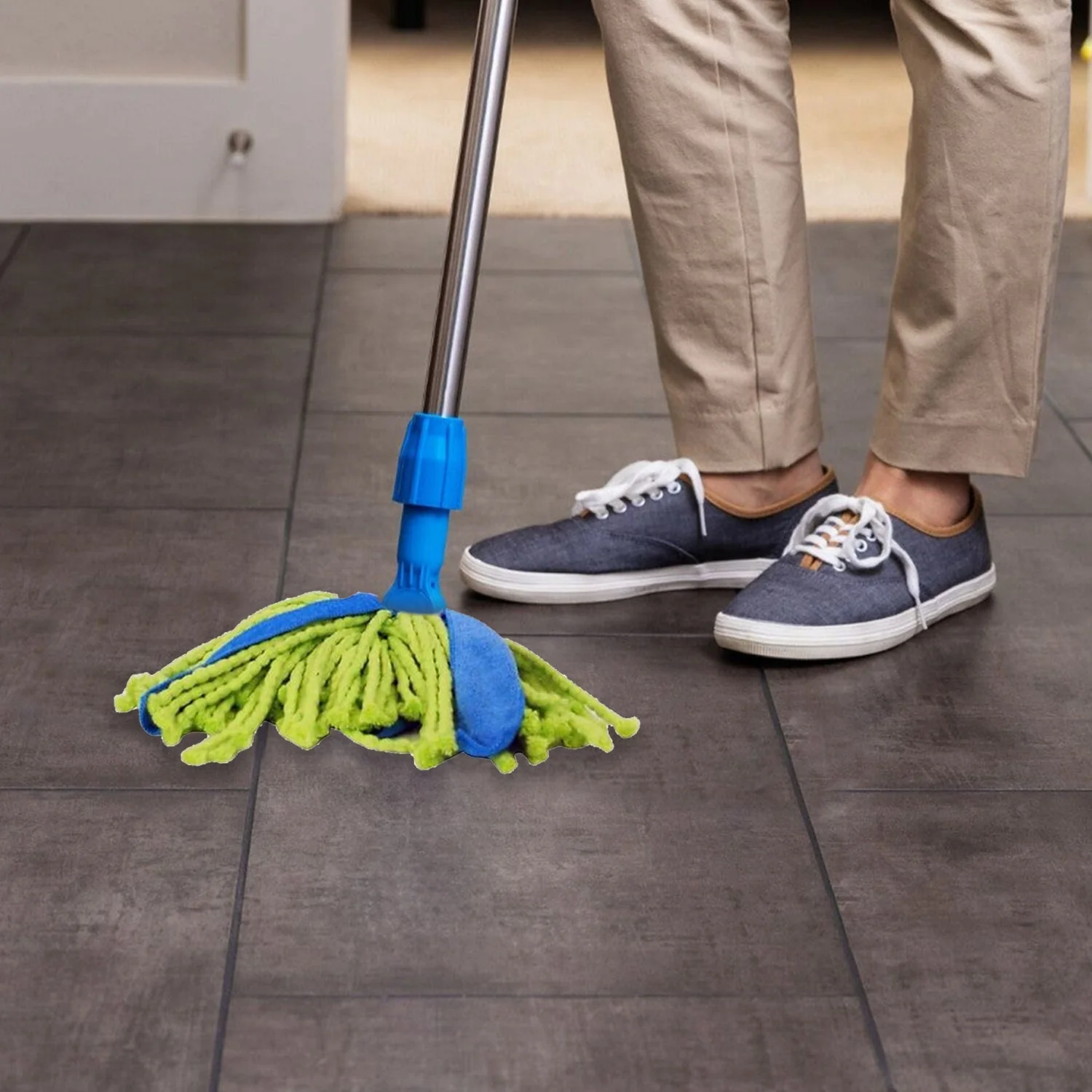 4739 Microfiber Cone Mop and Cone Broom Used for Cleaning Dusty and Wet Floor Surfaces and Tiles. - Image 2