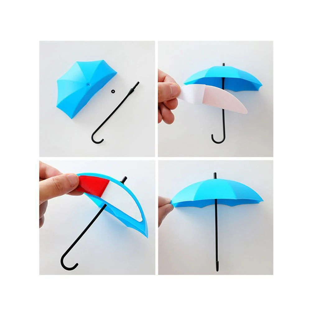 0486_3pcs/set Cute Umbrella Wall Mount Key Holder Wall Hook Hanger Organizer Durable Wall hooks bathroom kitchen Umbrella Wall Hook - Image 5