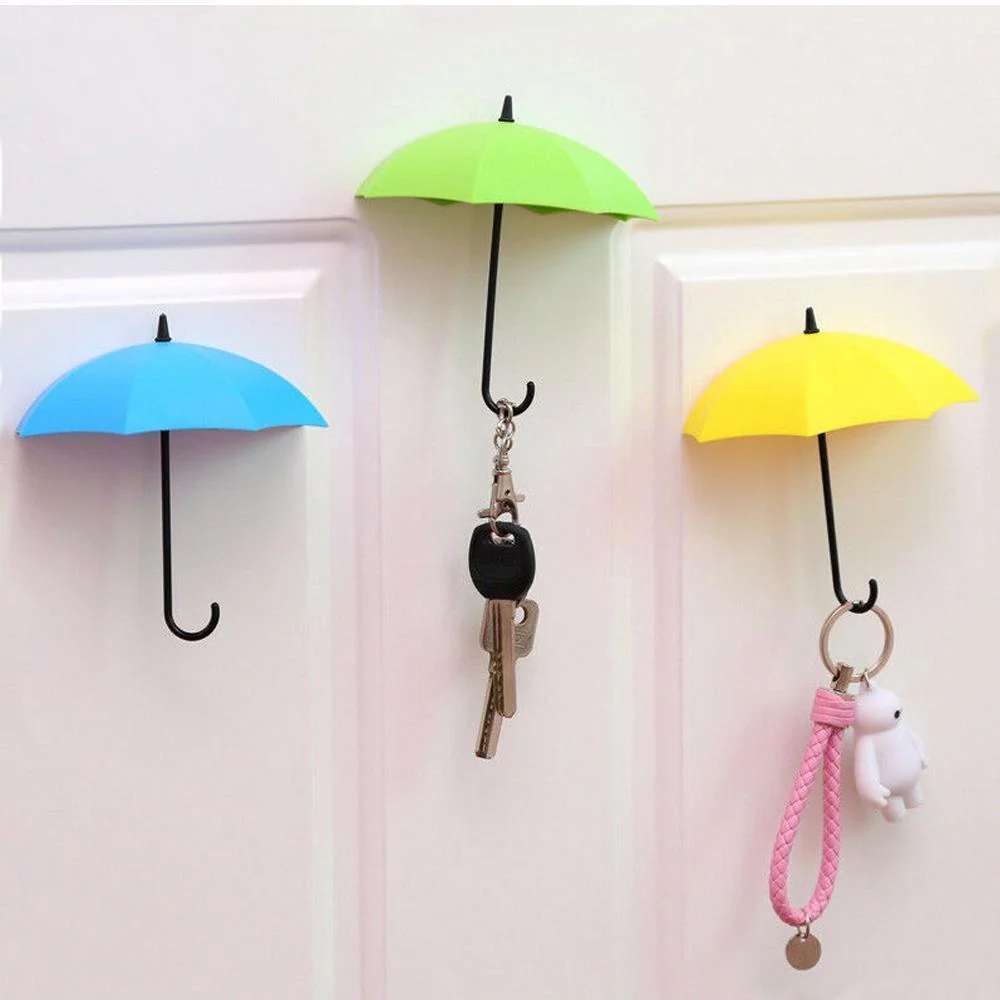 0486_3pcs/set Cute Umbrella Wall Mount Key Holder Wall Hook Hanger Organizer Durable Wall hooks bathroom kitchen Umbrella Wall Hook - Image 6