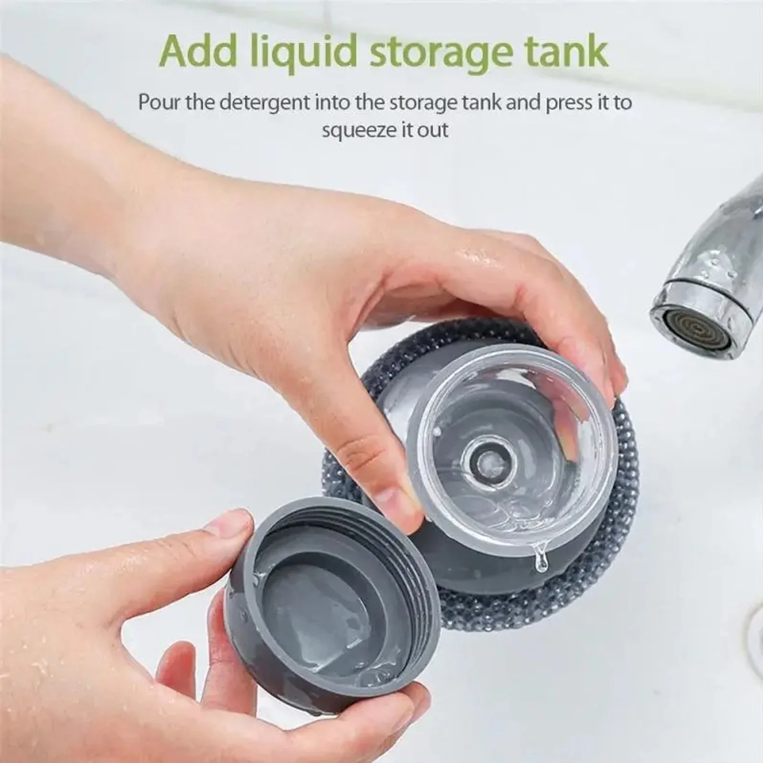 4921 Soap Dispensing Palm Brush Washing Liquid Dish Brush - Image 7