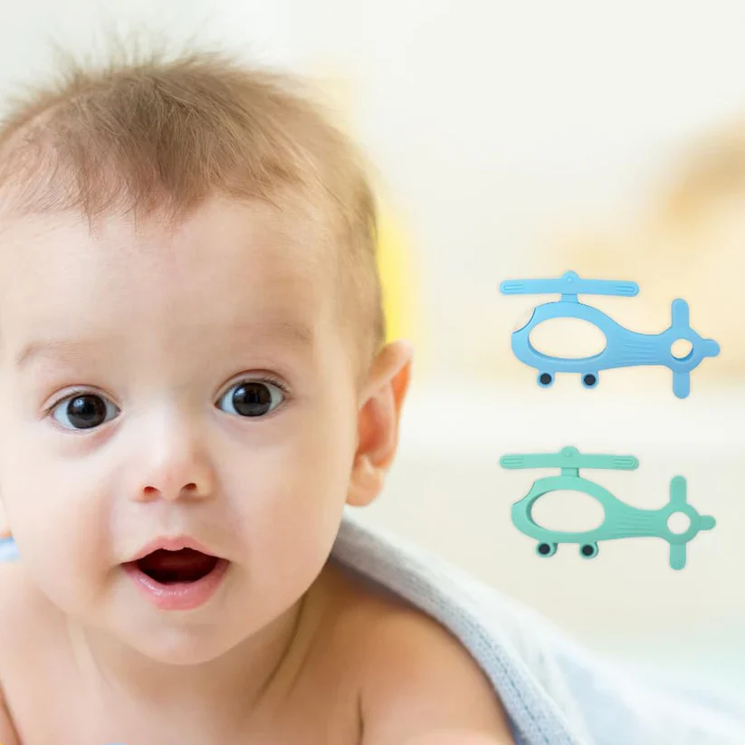 4965 Silicone Helicopter Shape Teether for Baby (1 Pc / Mix Color) - Image 2