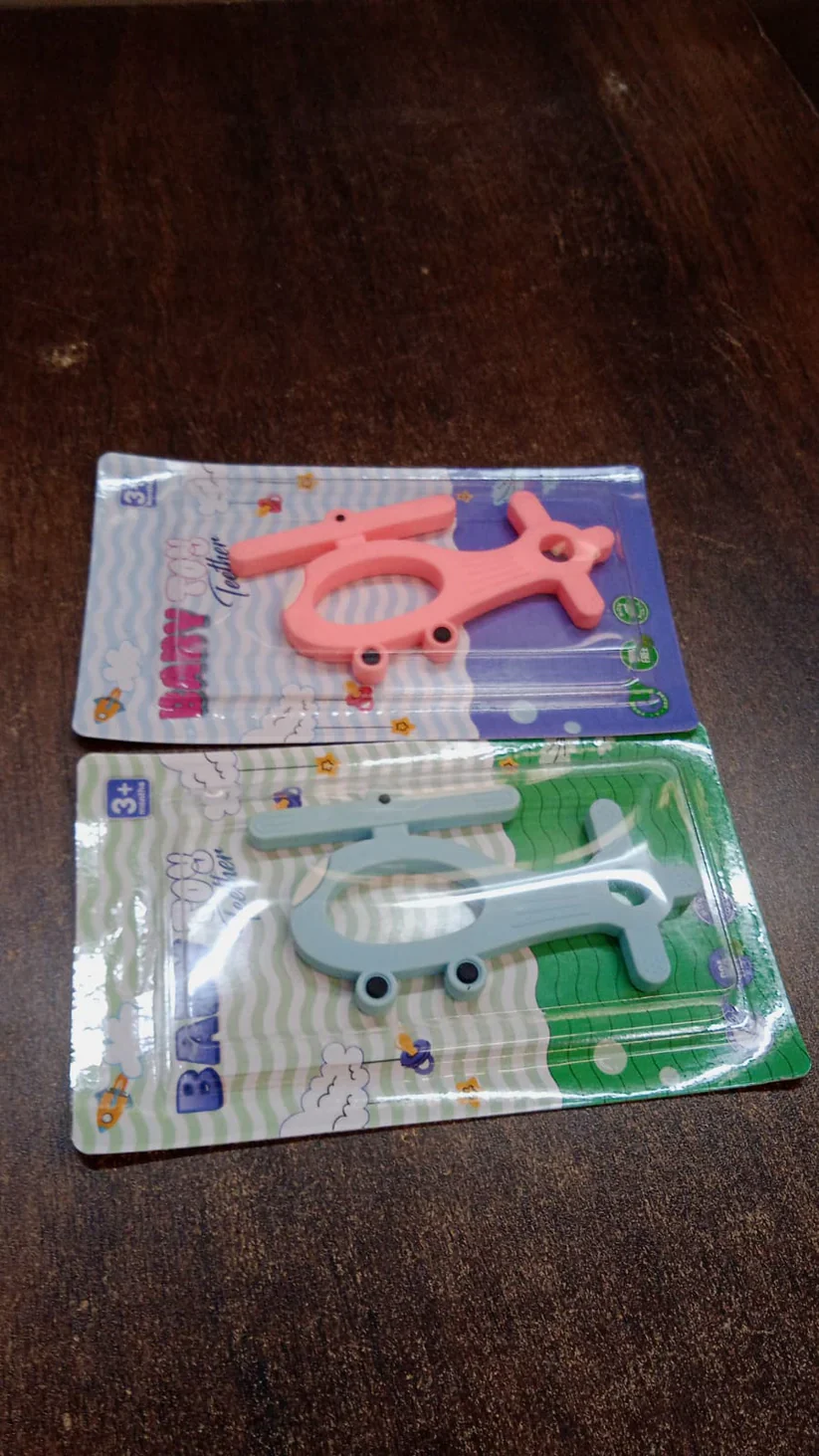 4965 Silicone Helicopter Shape Teether for Baby (1 Pc / Mix Color) - Image 3