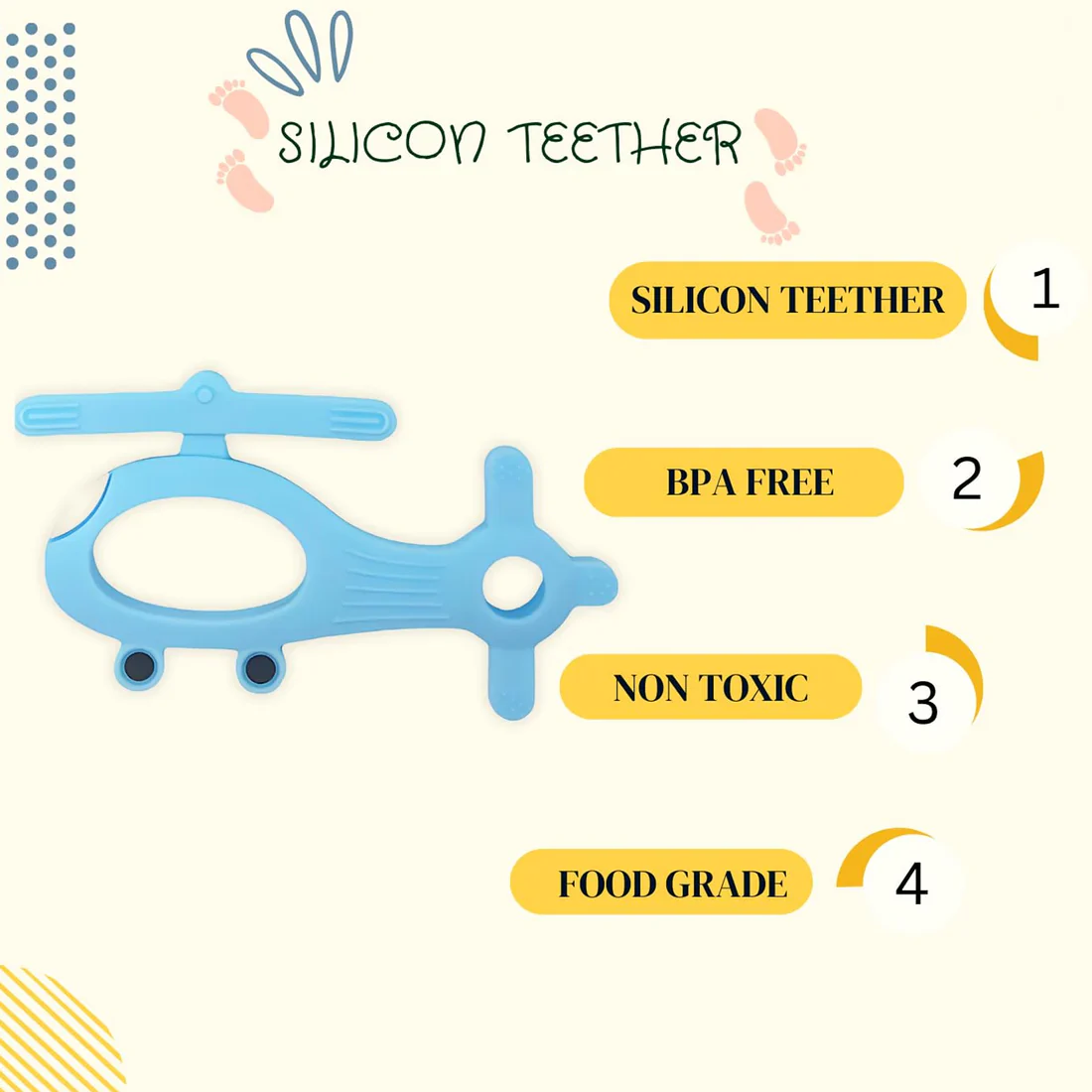 4965 Silicone Helicopter Shape Teether for Baby (1 Pc / Mix Color) - Image 7