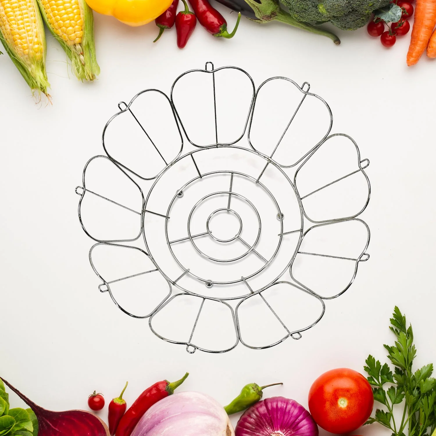 5144 Stainless Steel Folding Fruit and Vegetable Basket for Kitchen/Dining Table/Home - Image 4