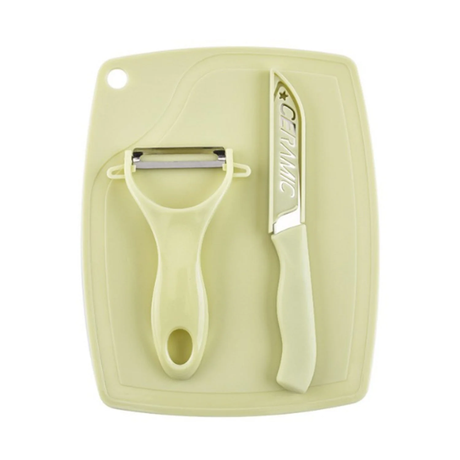 5207 Plastic Kitchen Peeler - Green & Classic Stainless Steel 3-Piece Knife Set Combo - Image 5
